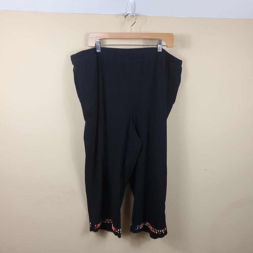 Liz & Me Black Capri Pants with Beaded Hem Size 2X